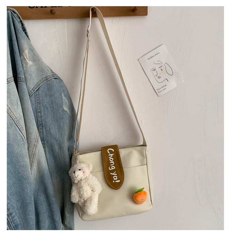 Summer new canvas bag for women, Korean-style teenage girl single-shoulder bag, ins crossbody small square bag, cute girl bag pic 17
