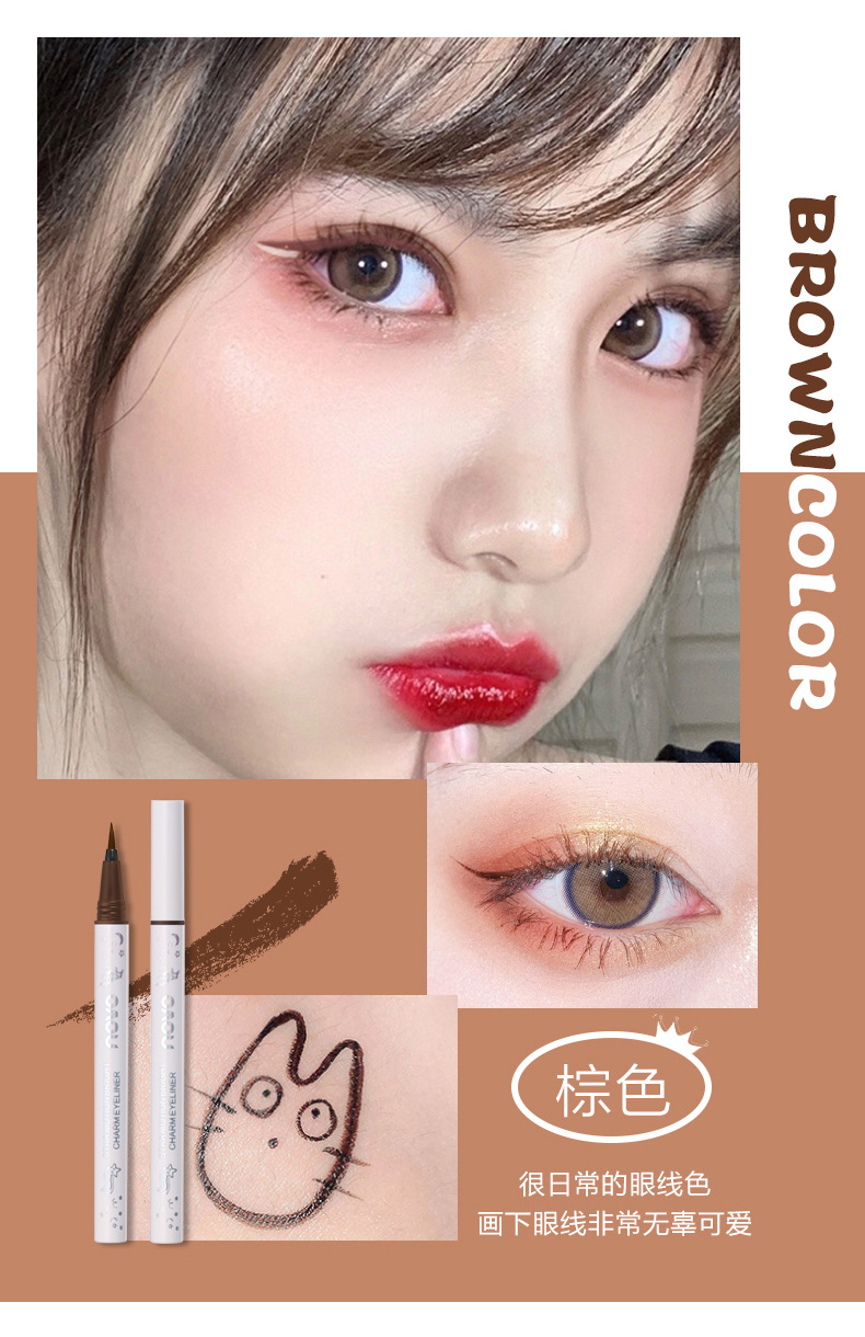 NOVO Makeup Colored eyeliner pen for beginners, extremely fine, waterproof, non-smudging, long-lasting eyeliner liquid pen with soft bristles pic 10