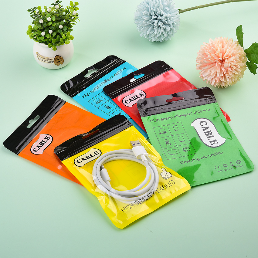 Factory direct sales pearlescent film yin-yang bone bags, printable thickened plastic self-sealing bags, USB data cable packaging bags pic 22