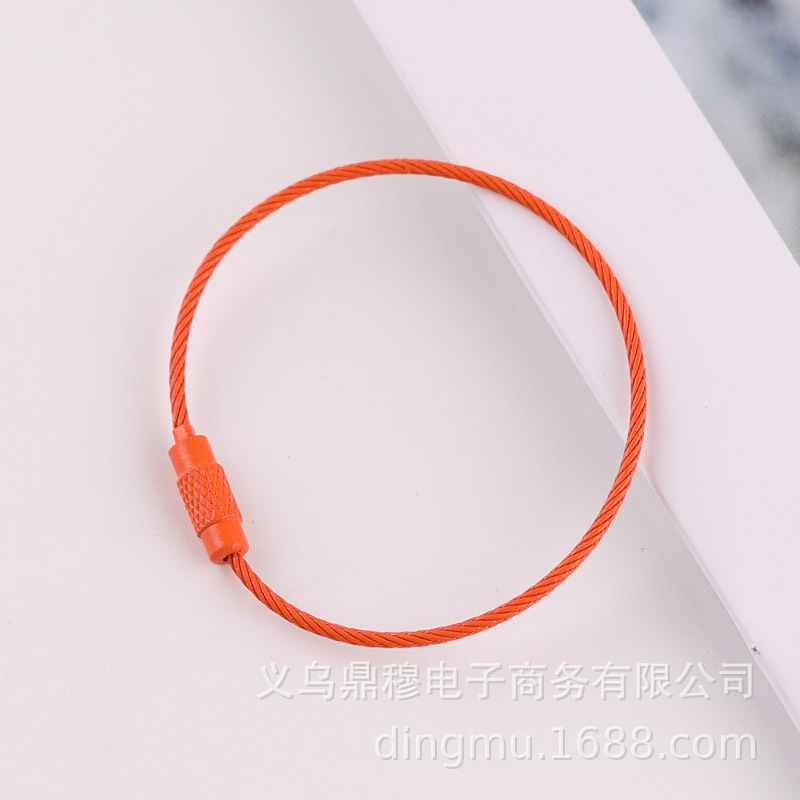 Metal colored spray-painted steel wire ring, steel wire rope rotating screw, key ring, key buckle diy bag pendant accessories pic 4