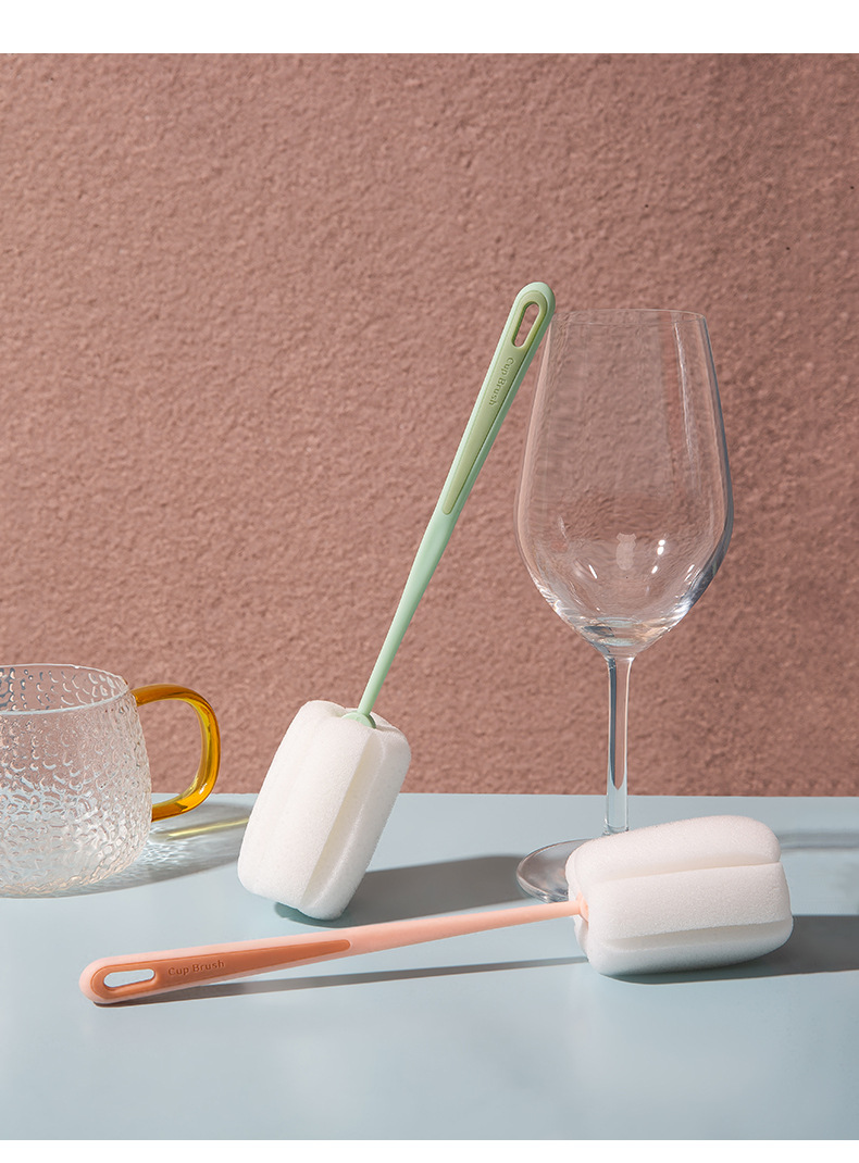 Cup brush, a perfect cup cleaning tool, water cup cleaning, long-handled baby bottle cleaning brush, no blind spots, tea stain removal sponge small brush pic 16
