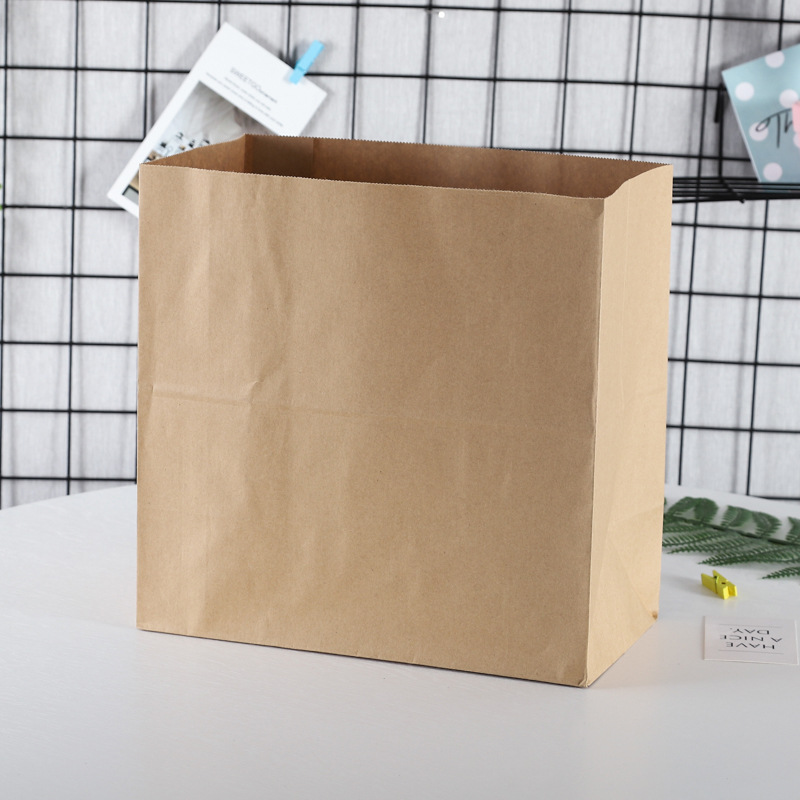 Disposable coated oil-proof paper bags, storage paper bags, takeout bags for catering, bread and hamburger paper bags, kraft paper packing bags pic 11