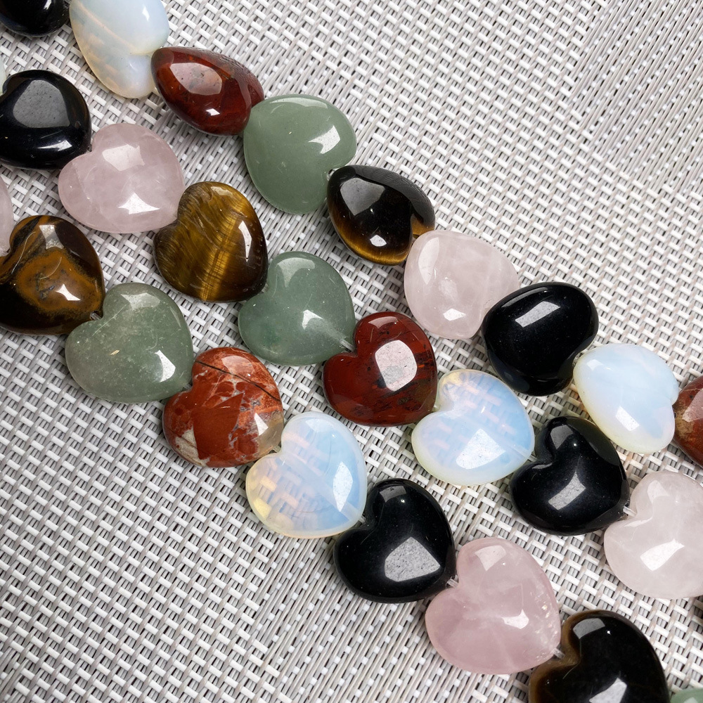 Natural stone, crystal, agate, heart-shaped semi-precious stone, loose beads, various material jewelry beads, necklaces, bracelets and accessories pic 3