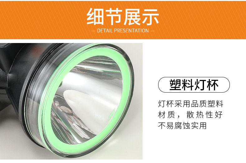 多功能LED大功率强光头灯锂电池头灯户外露营钓鱼灯头戴式手电筒详情16