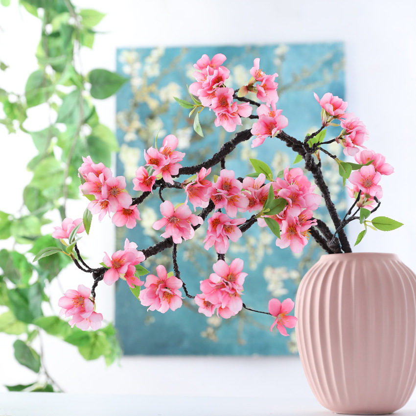 Red plum blossoms, artificial flowers, large foam branches, cherry blossoms, silk flowers, soft furnishings, home decoration, scene arrangement, artificial plants, ecological beautification of space pic 6