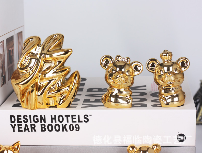 Nordic creative ceramic electroplated animal handicrafts, tabletop ornaments, small gifts, decorative items, bonsai, trinkets, return gifts pic 4