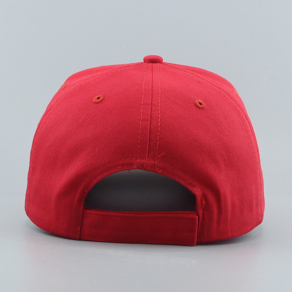 Pure cotton blank baseball cap with heat transfer printed embroidered logo, black, white and red metal tail buckle, all cotton six pieces pic 9