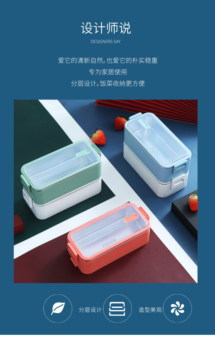 Creative 304 stainless steel lunch box, double-sealed water-filled insulated lunch box, large-capacity student lunch box pic 13