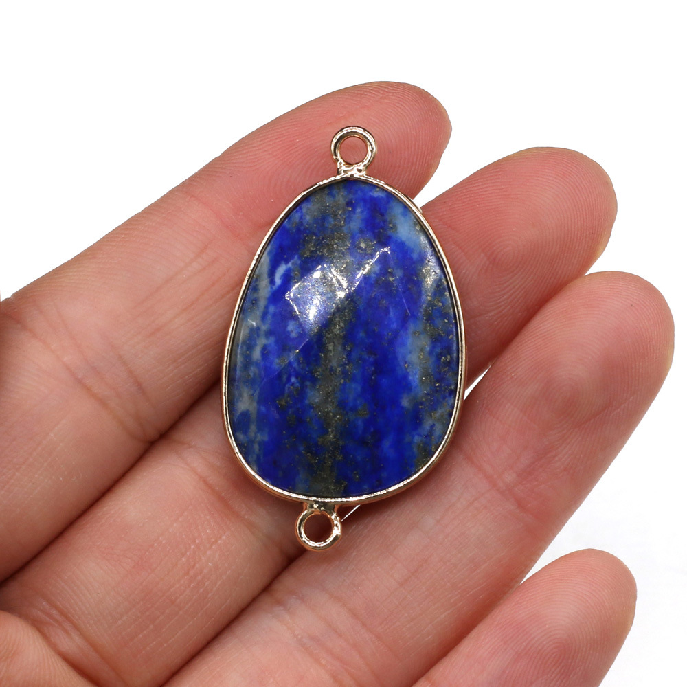 DIY jewelry making and wholesale of natural semi-precious stone irregular teardrop-shaped cut flour crystal gold-plated edge connectors pic 12