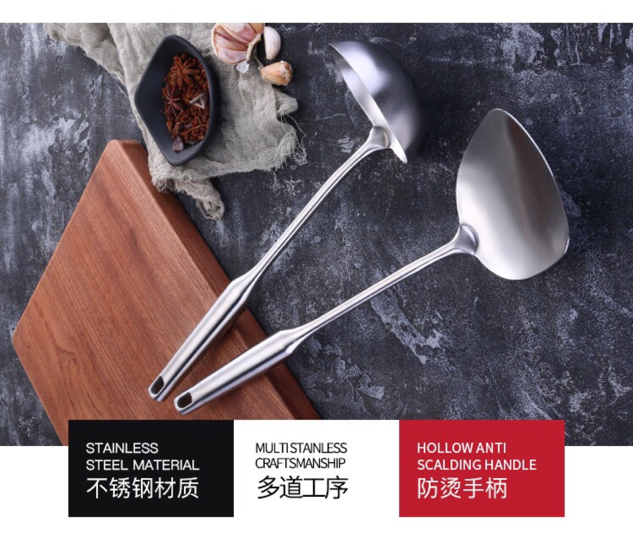 Factory wholesale cooking spoons, spatulas, vacuum integrated handles, stainless steel kitchenware, daily necessities pic 11