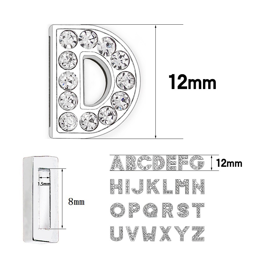Alloy full diamond letter, water diamond letter jewelry diy personalized bracelet, key chain, thin band jewelry accessories pic 14