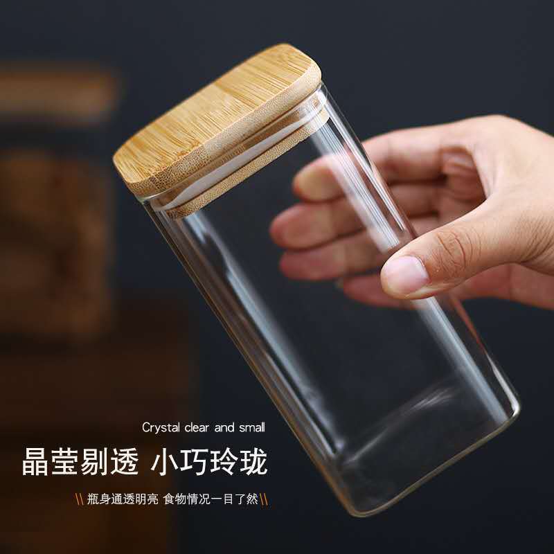 高硼硅玻璃方形储物罐透明杂粮茶叶罐糖果食品调料收纳密封罐厨房详情19