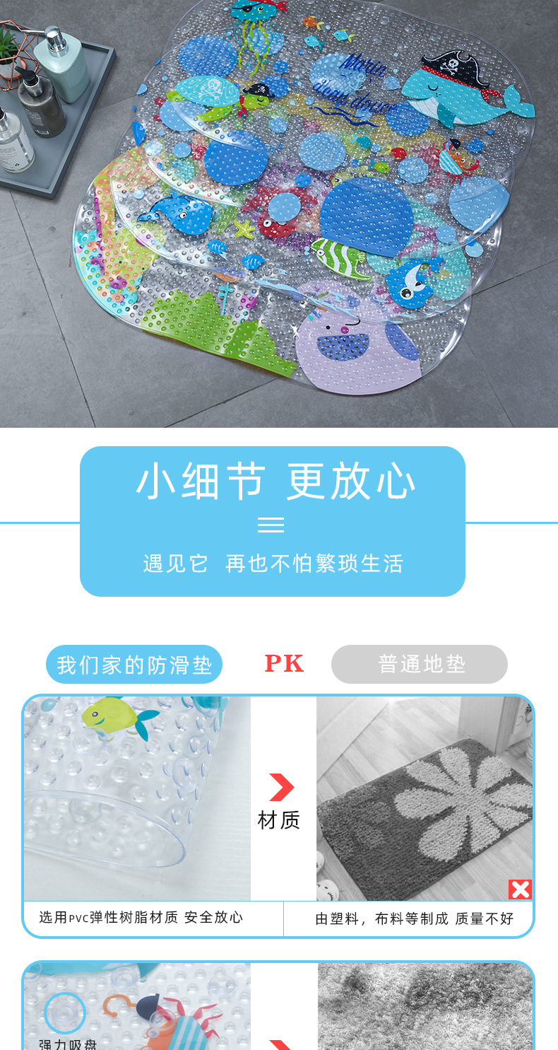 浴室儿童PVC可爱覆膜垫，浴室脚垫。动漫卡通垫详情5