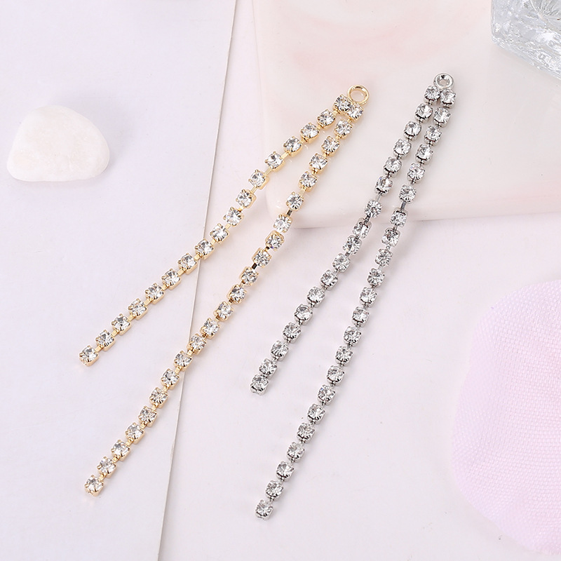 Best-selling diy water diamond claw chain, welded earrings, tassel accessories, earrings, versatile heart-shaped round five-pointed star ear strings pic 9
