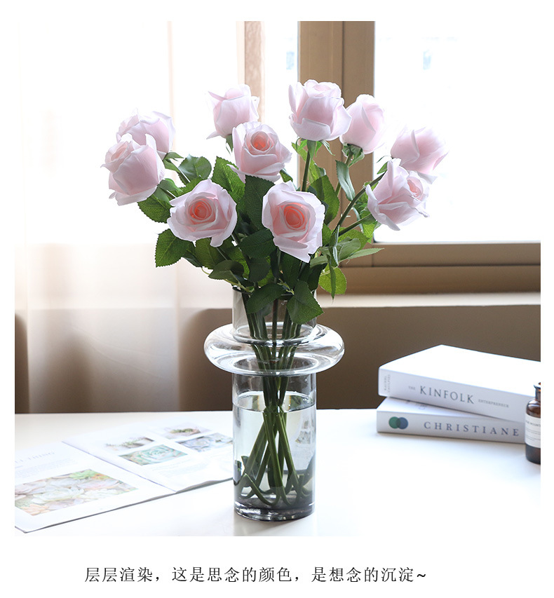 高仿真玫瑰花单支手感保湿玫瑰婚庆居家装饰手捧花摆件玫瑰花蕾详情21