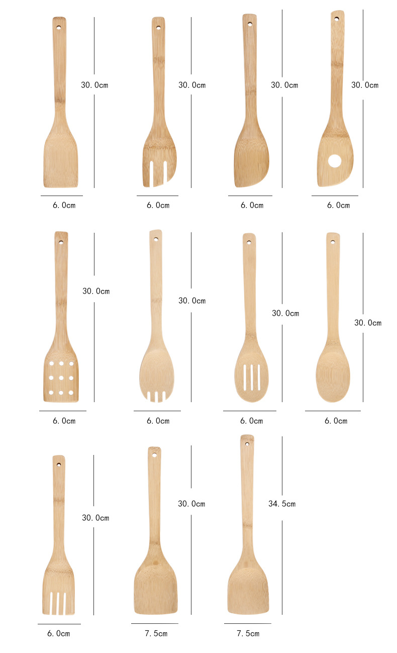 竹制长柄锅铲竹铲不粘锅专用炒菜铲子烹饪勺铲套装定制LOGO竹饭勺详情6