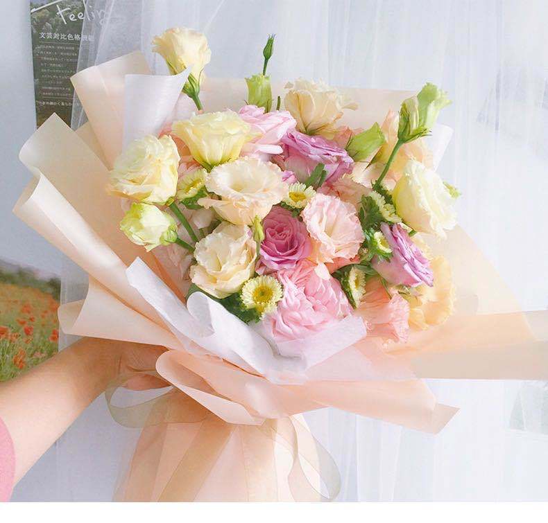 鲜花包装纯色雾面纸批发半透明防水韩素纸花店花束包装材料雾面纸详情6