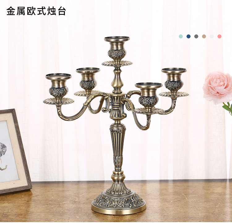 金属三头五头烛台欧式复古创意浪漫烛光晚餐金属婚庆蜡烛台摆件详情1