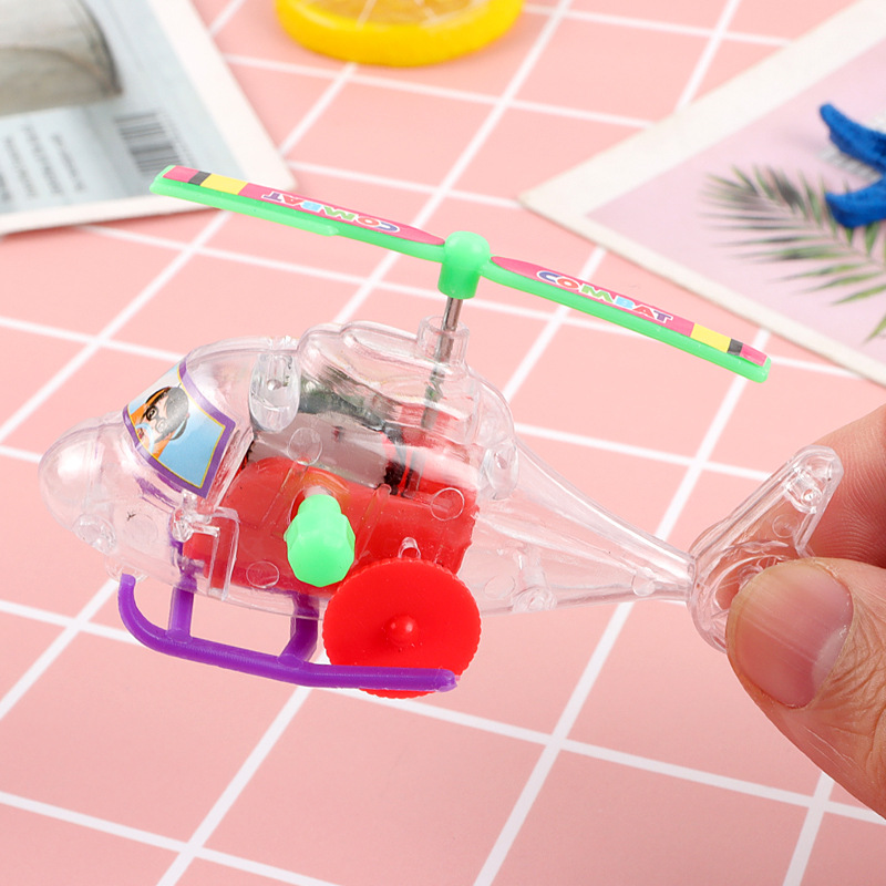 Wholesale of new winding spring transparent small aircraft, winding helicopter taxiing with propellers and rotatable toys pic 5