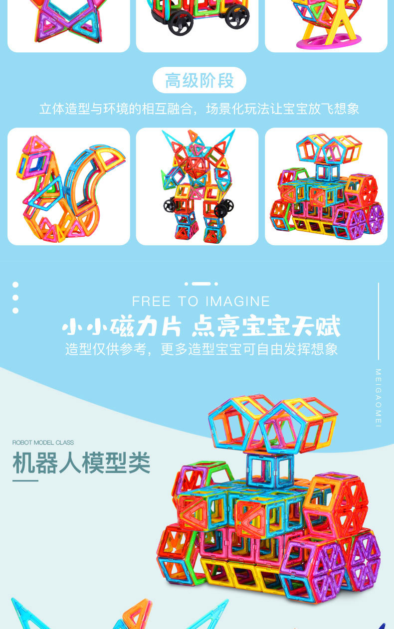 批发益智磁力片积木散片散件跨境儿童益智玩具磁性积木玩具补充装详情17