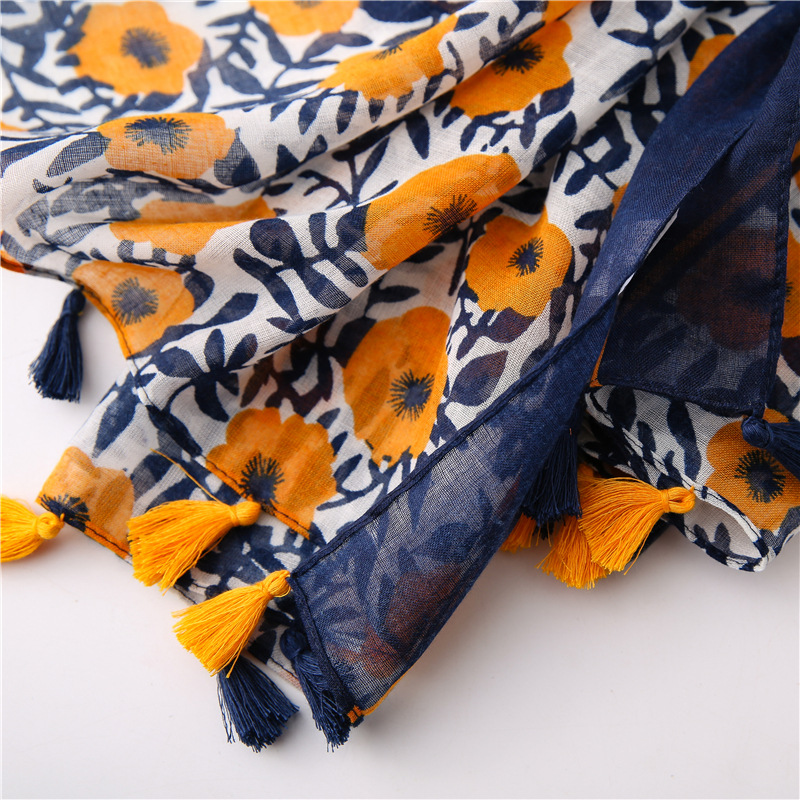 Japanese-style artistic and fresh cotton and linen scarf, retro patchwork Bohemian cashew print silk scarf, beautiful sun protection scarf, whisker, Korean cotton dense Bali gauze scarf shawl pic 21