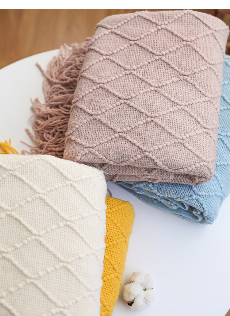 Knitted blanket, sofa blanket, cover blanket, fringed thin blanket, office air conditioning blanket, bay window blanket, summer nap blanket, small blanket pic 29