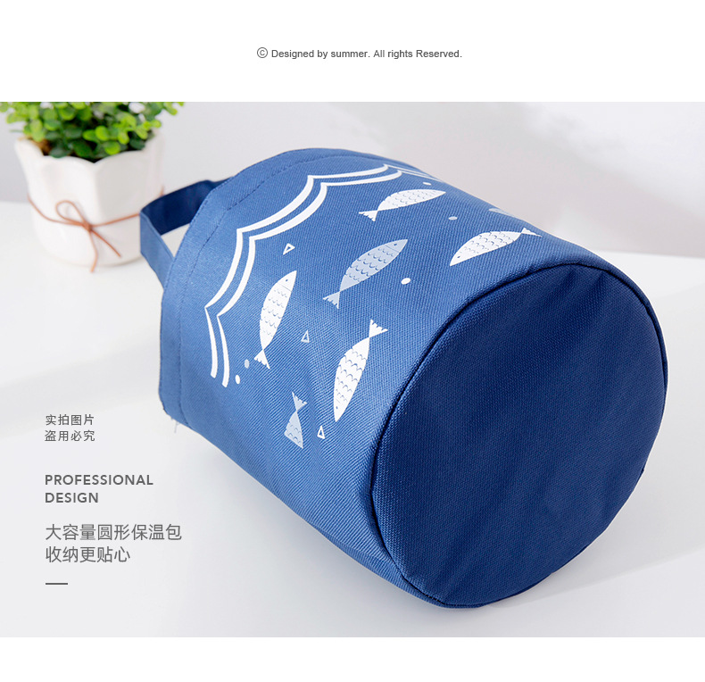 New hand-held drawstring bento bag, large-capacity fresh-keeping, heat-insulating and refrigerated lunch box bag, round bucket, thickened aluminum foil heat-insulating bag pic 16