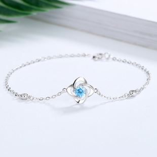 四叶草手链女925纯银心形粉白水晶甜美ins小众设计个性闺蜜手饰品详情6