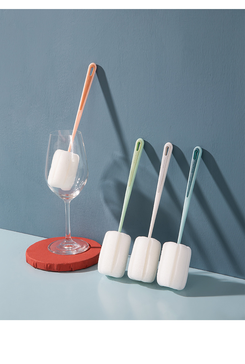Cup brush, a perfect cup cleaning tool, water cup cleaning, long-handled baby bottle cleaning brush, no blind spots, tea stain removal sponge small brush pic 17