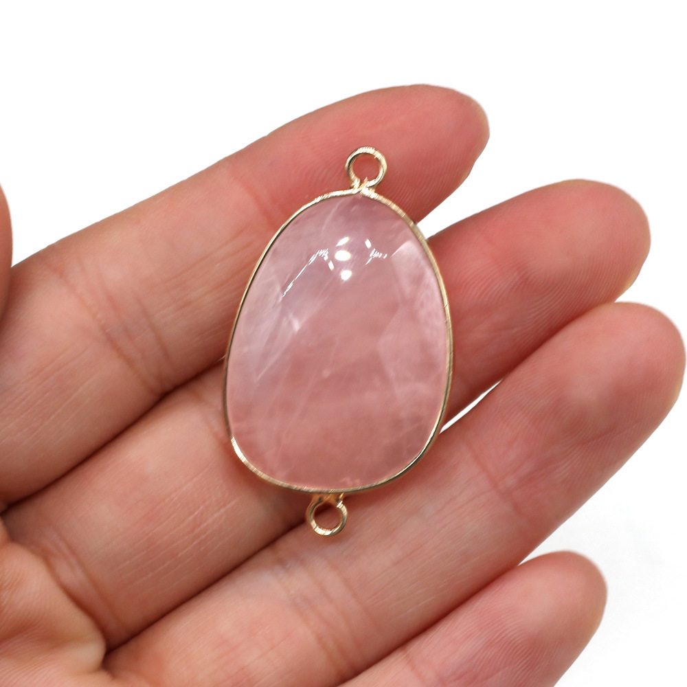 DIY jewelry making and wholesale of natural semi-precious stone irregular teardrop-shaped cut flour crystal gold-plated edge connectors pic 11