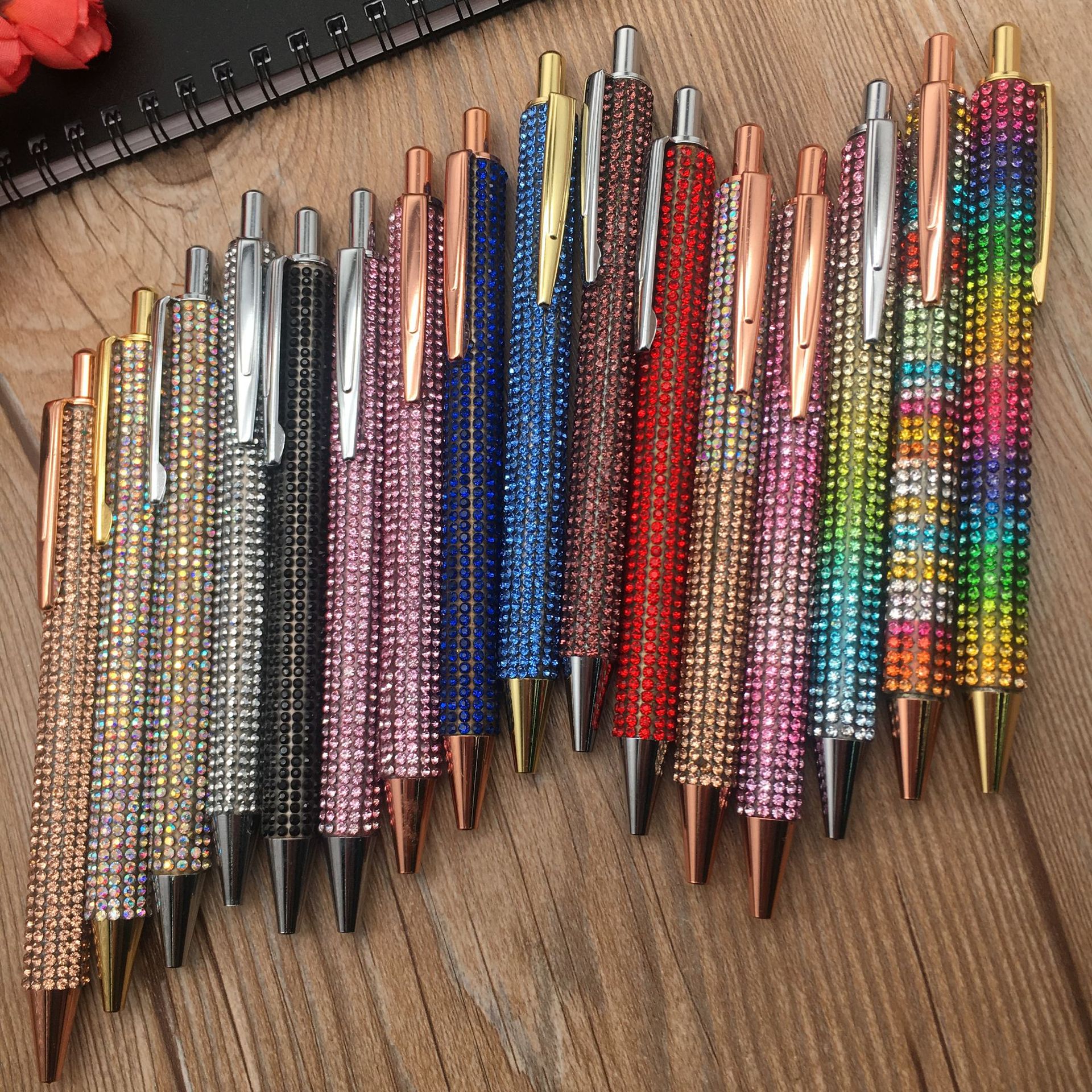 Metal core press diamond pens, ballpoint pens, multi-color copper metal pens, crystal pens, water diamond pens are in stock and available for wholesale pic 2