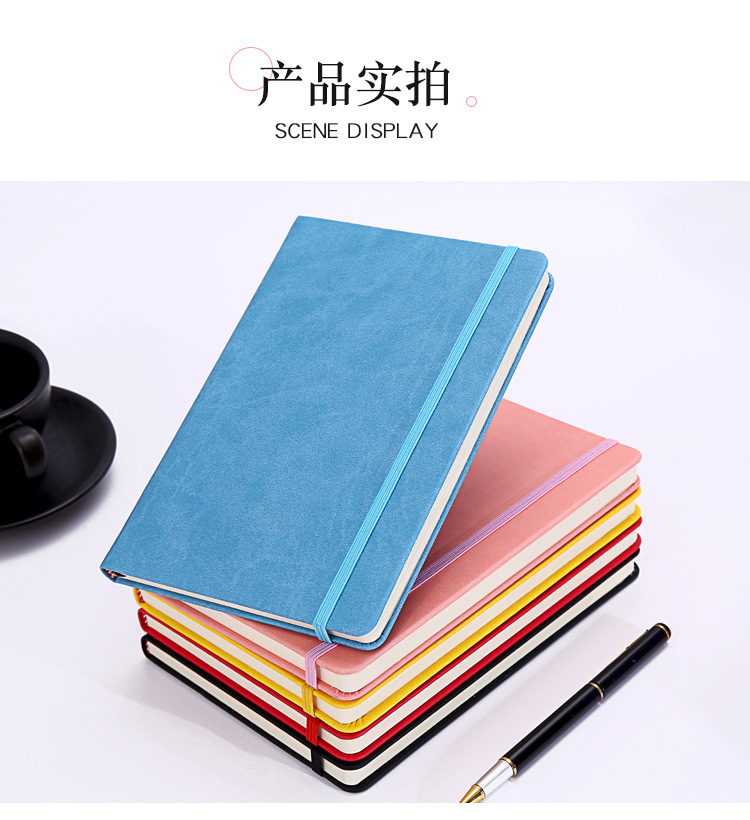 Cross-border exclusive leather notebook a5 with strap, hand-held notebook, logo set A6 notebook, meeting record book pic 13