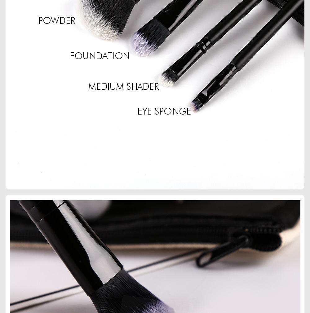 卓尔雅迷你化妆刷套装修容粉底液旅行便携黑色软毛美容护肤彩妆工具详情14