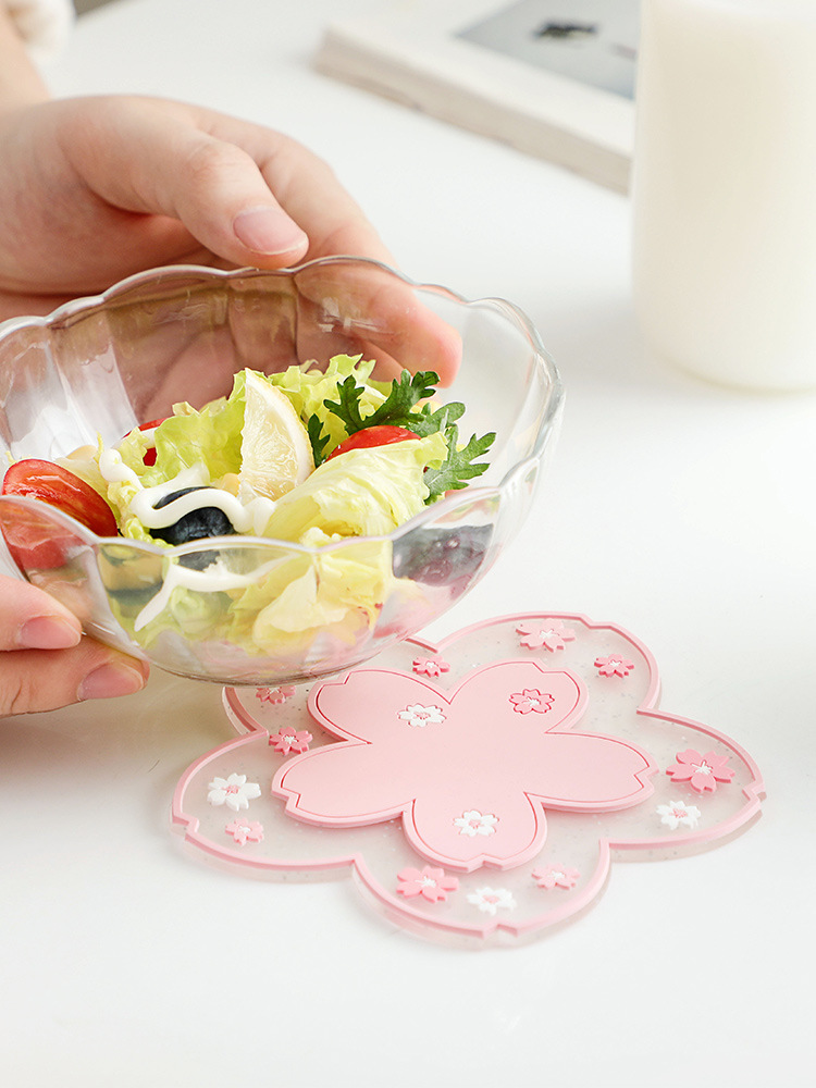 包邮ins创意樱花隔热垫亚马逊pvc杯垫防烫垫锅垫餐垫软胶盘垫碗垫详情19