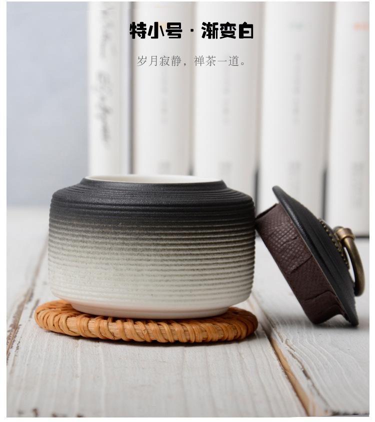 复古粗陶密封罐拉丝无釉醒茶罐防潮普洱茶仓大小号粗陶铜扣茶叶罐详情10