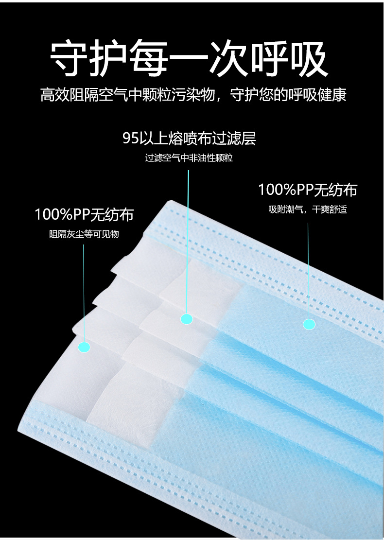 99熔喷仙桃功兵菊花一次性三层口罩民用普通防护日用口罩一次性详情5