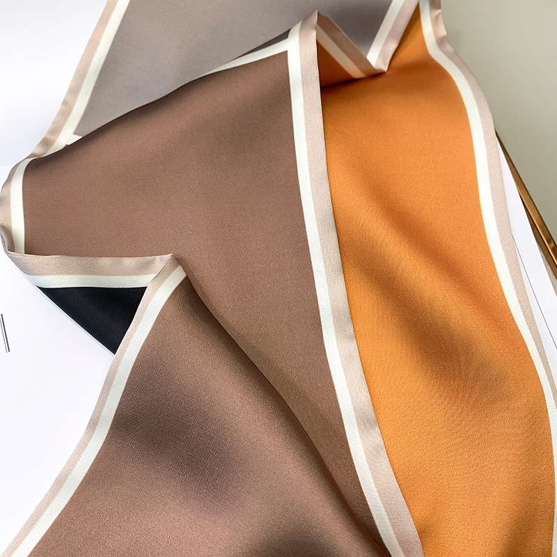 韩国时尚波点细窄长条丝巾女仿真丝斜角春夏领巾发带绑包详情72