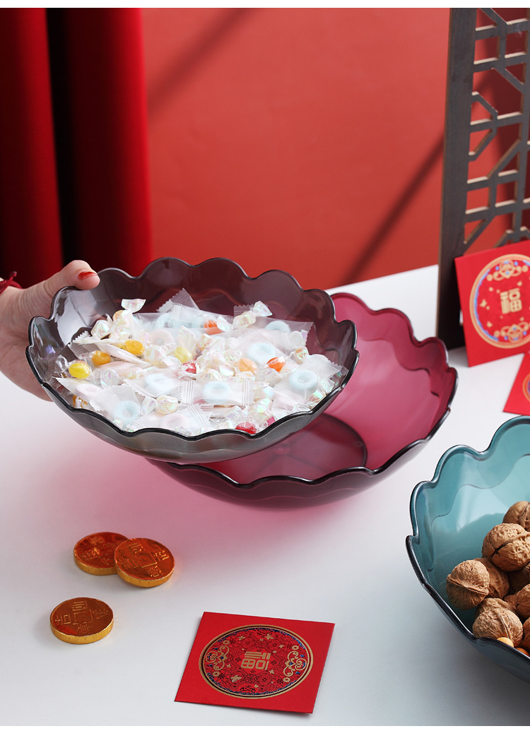 Simple home living room plastic fruit plate three-piece set, New Year snack candy plate, kitchen vegetables, blue fruit basket pic 13