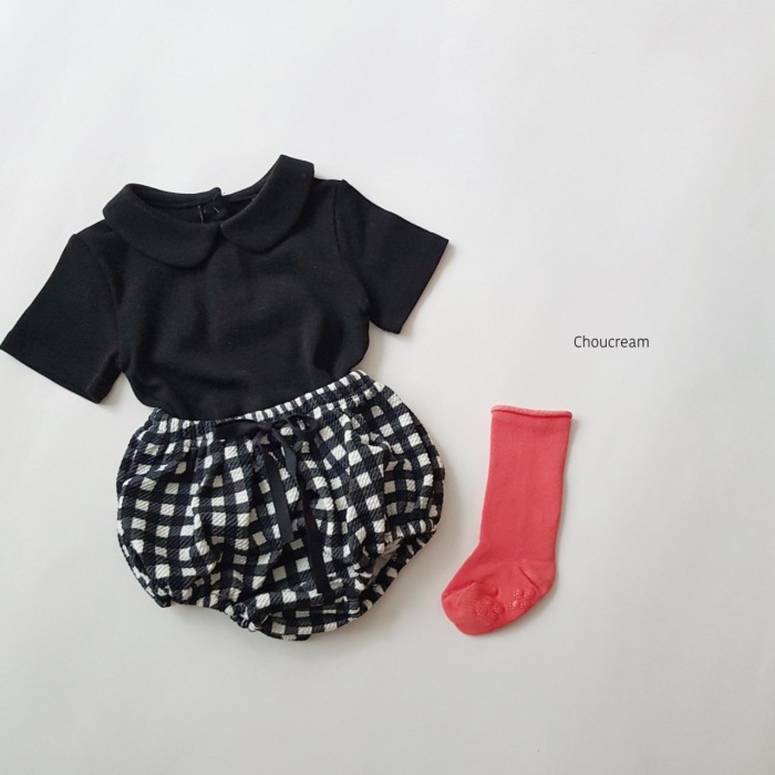 Stock corea verano hombres y mujeres bebé conjunto cuello redondo manga corta camiseta versátil pantalones de manga media pantalones de pan grandes PP kids set pic 14