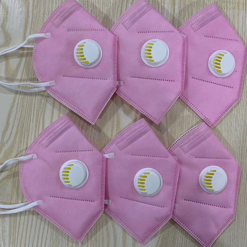 kn95 disposable protective civilian mask with valve outlet, multi-color independent packaging, anti-particle droplet folding pic 15