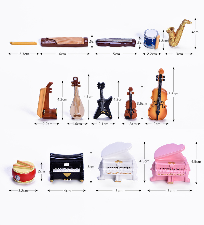 Micro-landscape resin ornaments, simulating Musical Instruments such as pianos and guitars, creative miniature desktop ornaments pic 37