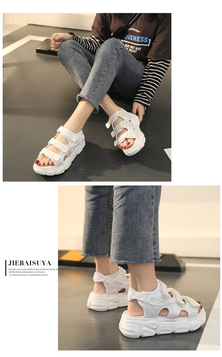 跨镜凉鞋女2025夏季新款韩版学生耐地磨轻便厚底魔术贴松糕鞋批详情13