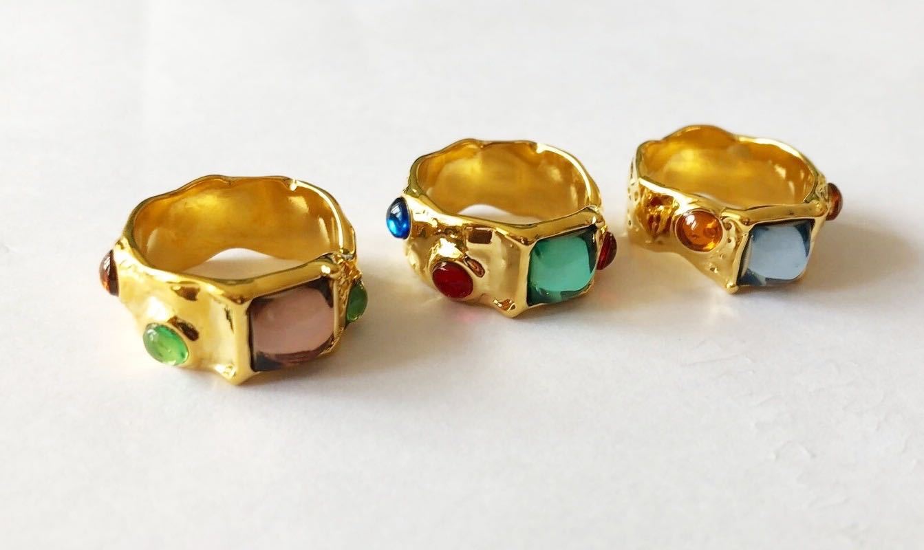 小众复古时尚镶钻黄铜镀金vintage欧美时尚博主同款戒指女新款详情5