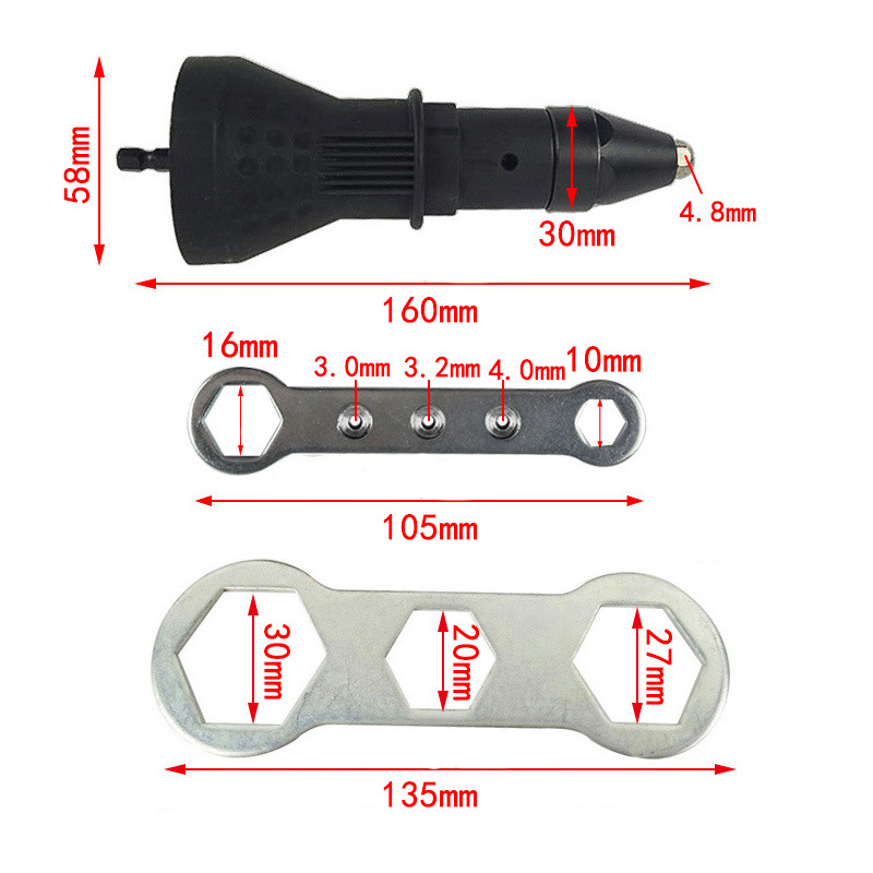 Electric rivet nut gun, riveting tool, cordless rivet drill adapter, electric riveting gun accessory set tool pic 26