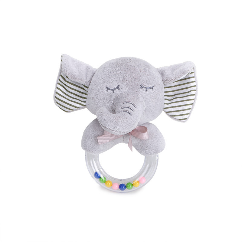 BBSKY baby cartoon animal plush doll, colorful beads, hand-held bed, bell ring, rubber particles, bell ring, round handle pic 19