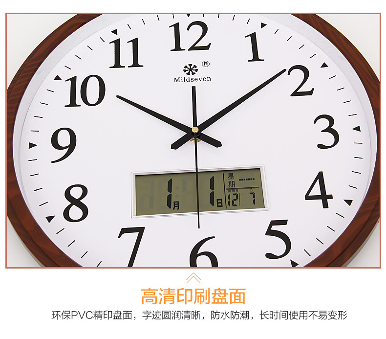 钟表客厅日历大挂圆形创意钟挂表静音电子石英钟家用工厂批发挂钟详情11