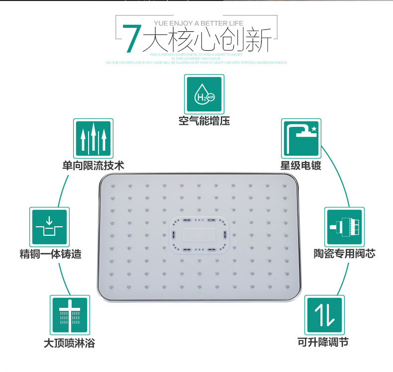 【厂家批发】淋浴黑色花洒顶喷套装增压喷头跨境手持简易洗澡单头详情29