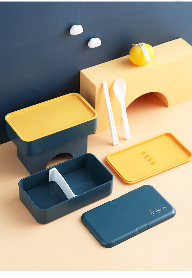Оригинальная двухъярусная коробка с японскими завтраками может быть портативной микроволновой коробкой для школьников, которые приносят коробки с едой и консервами pic 14