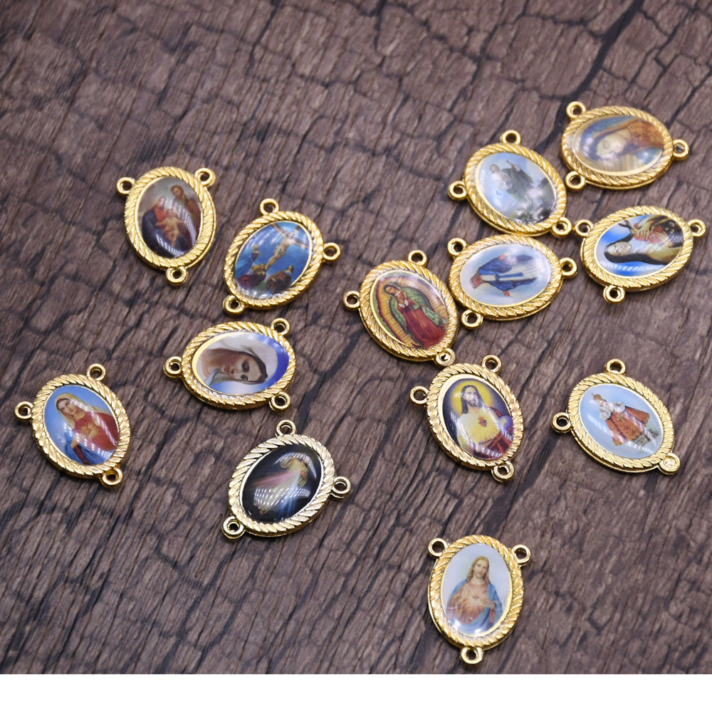(10 pieces per package) Golden jewelry accessory sticker triangle rosine necklace three-hole DIY accessory pic 4