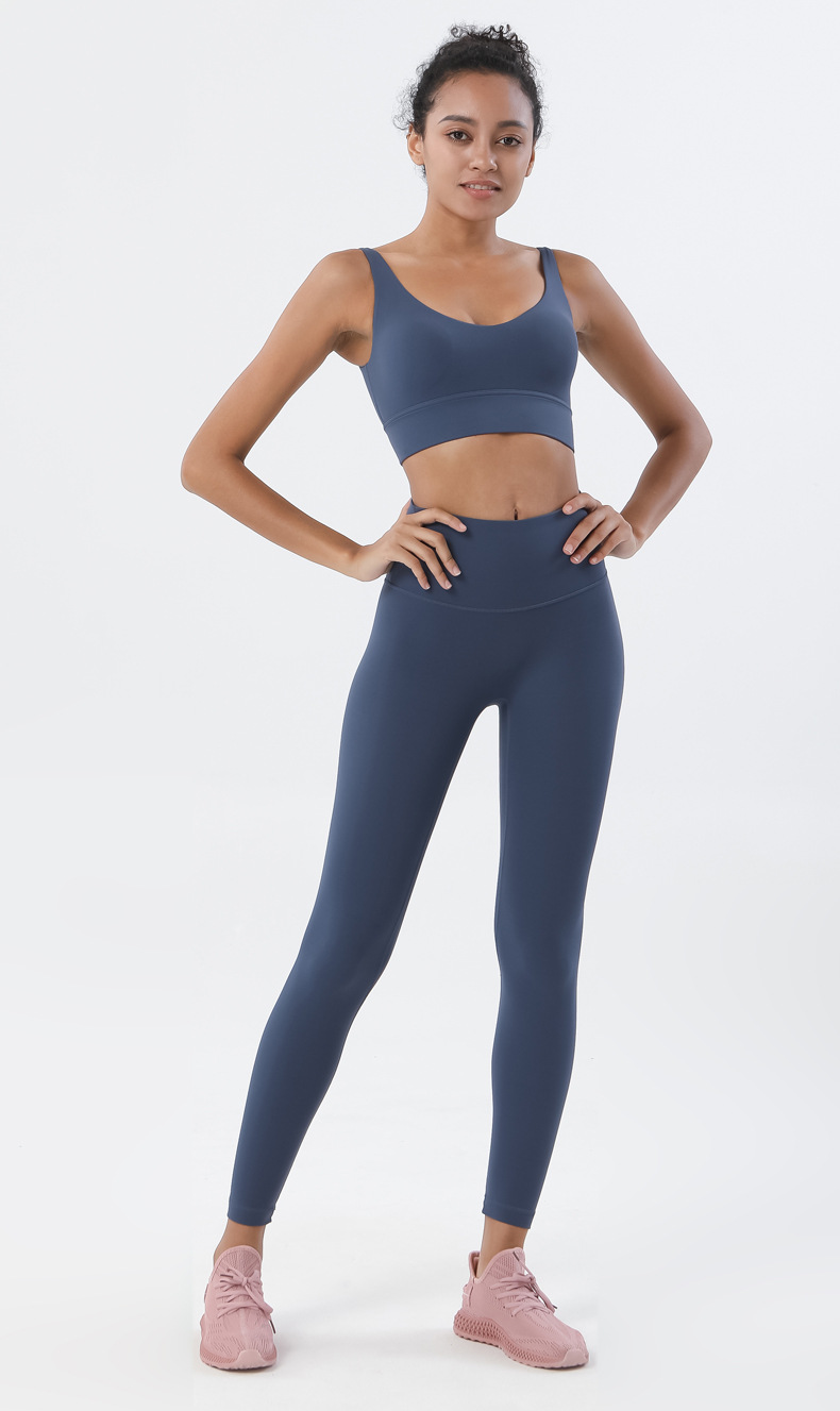 2022 Diamond Double-sided Brushed nude Yoga Pants for Women, European and American high-waisted hip-lifting peach-buttocks fitness pants pic 20